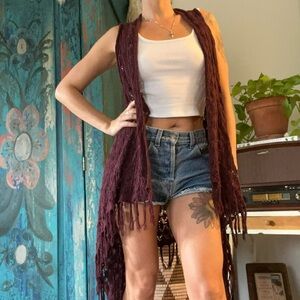 Full Tilt Burgundy Fringe Vest